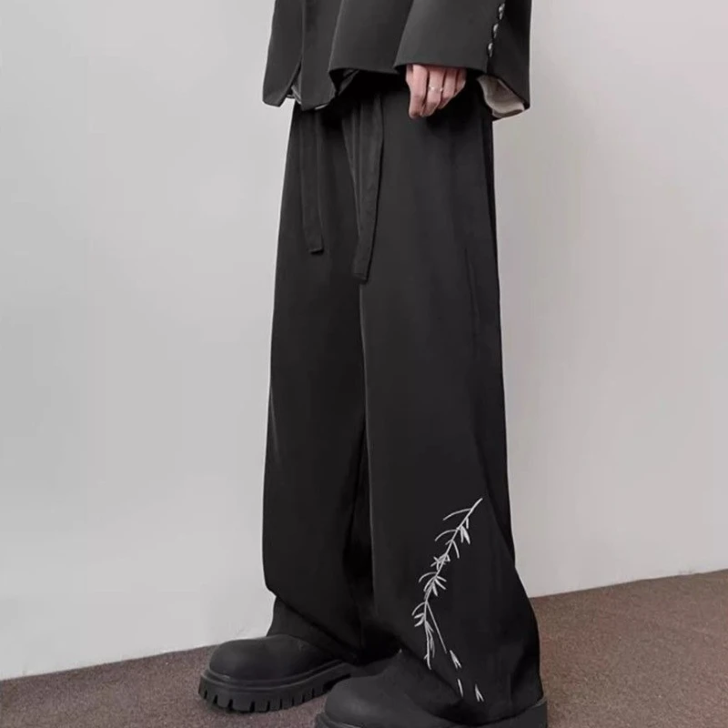 

Мужские костюмы с вышивкой, брюки, тонкие повседневные дизайнерские одежды в китайском стиле, рабочая одежда, элегантный винтажный костюм, брюки для мужчин