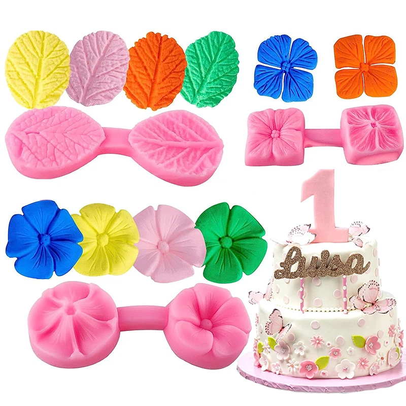 3D Five Petals Flower Leaves Silicone Mold Fondant Cake Decorating Tools Chocolate Confeitaria Baking Moulds Kitchen Accessories