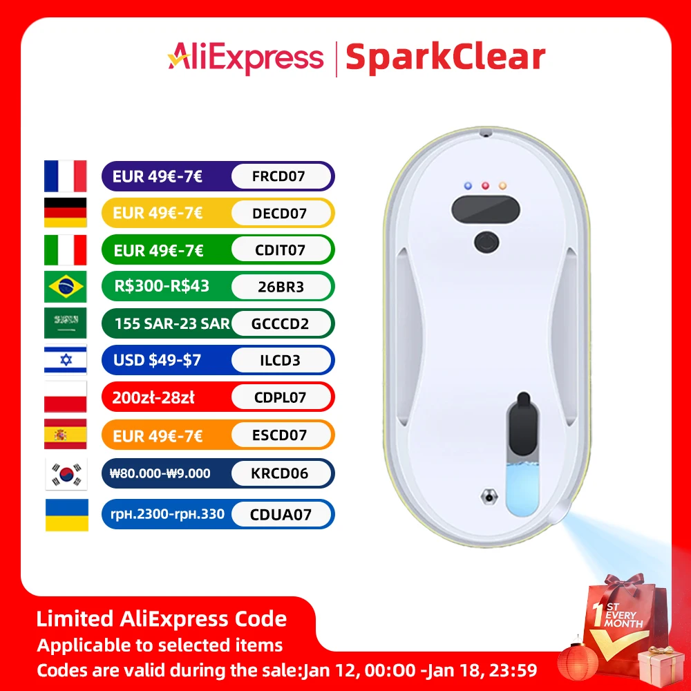 

Electric Window Vacuum Cleaning Robot 5600Pa Suction Power Intelligent Glass Washing Robotic with Automatic Water Spray for Home