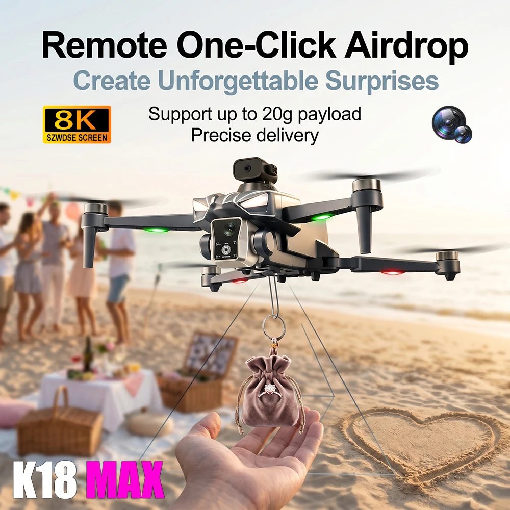 

2026 New Drone K18 MAX 8K Cam 360° Obstacle Avoidance Panoramic Shooting 5G GPS Brushless Motor With Screen Remote Control Drone