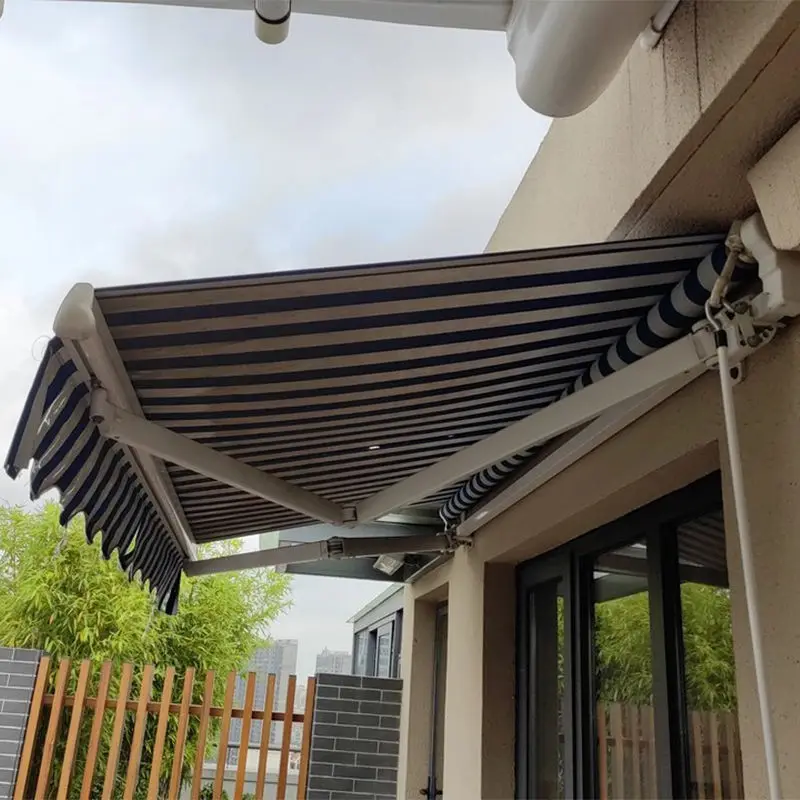 Economical Hand Cranked Sunshade Space Saving Design Wall Mounted Awning High Quality Material Aluminum Frame Acrylic Canopy
