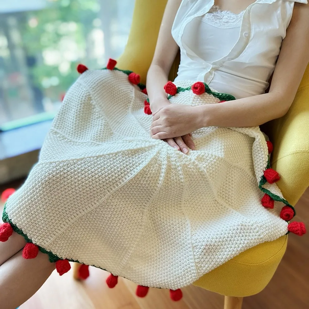 

Handmade Gift Crochet Rose Bouquet Blanket Fashion Finished Knitted Flower Blanket DIY Craft Rose Nap Blanket Valentine's Day