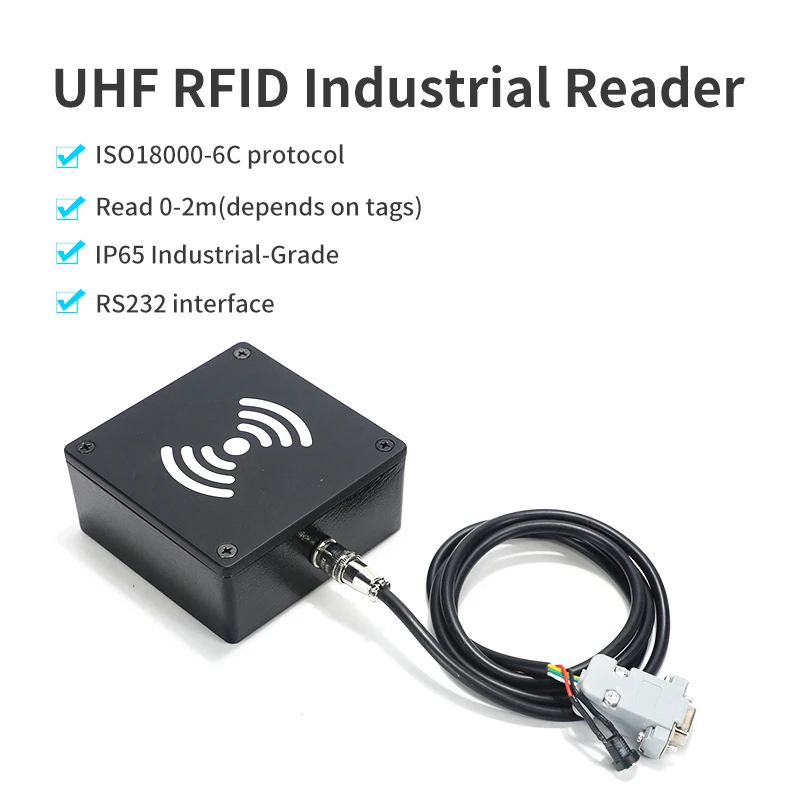 FONKAN UHF RFID Industrial Reader Metal Shell IP65 ISO18000-6C RS232 Serial Port 0-2M 3dbi Antenna  Free SDK And Software