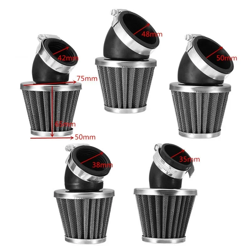 Mushroom Head Air Filter 35-50mm Motorcycle Air Filter Parts for 50cc 110cc 125cc 140cc Motorcycle ATV Scooter Pit Dirt Engine