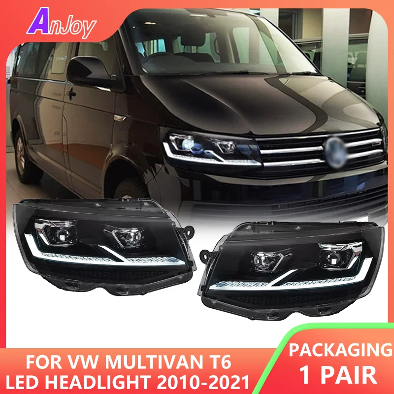 

Для VW Multivan T6 светодиодные фары 2010-2021 фары T6 DRL указатель поворота дальний свет ангельский глаз линзы проектора 2 шт.