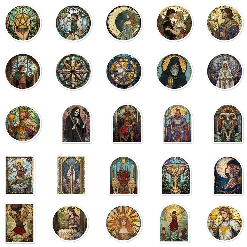 10/30/50 قطعة الكرتون خمر الزجاج التارو بطاقات ملصقات الجمالية DIY بها بنفسك سجل القصاصات الهاتف المحمول الغيتار مضحك الكتابة على الجدران الشارات التعبئة #6