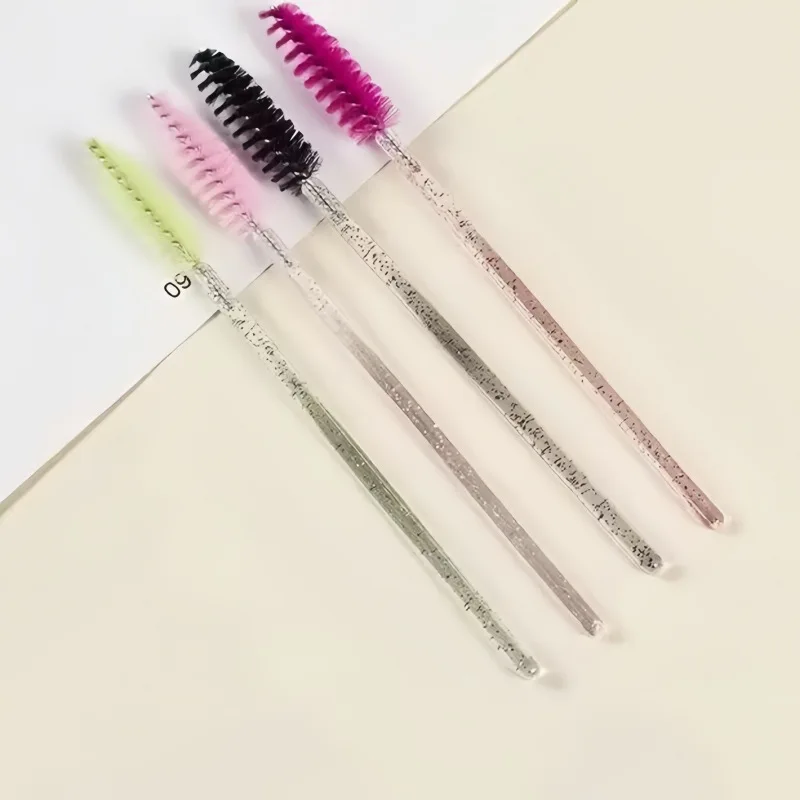 Brosse à cils en spirale, tige solide en cristal, peigne à greffage, recourbe-cils, outil de beauté, sourcils, 50