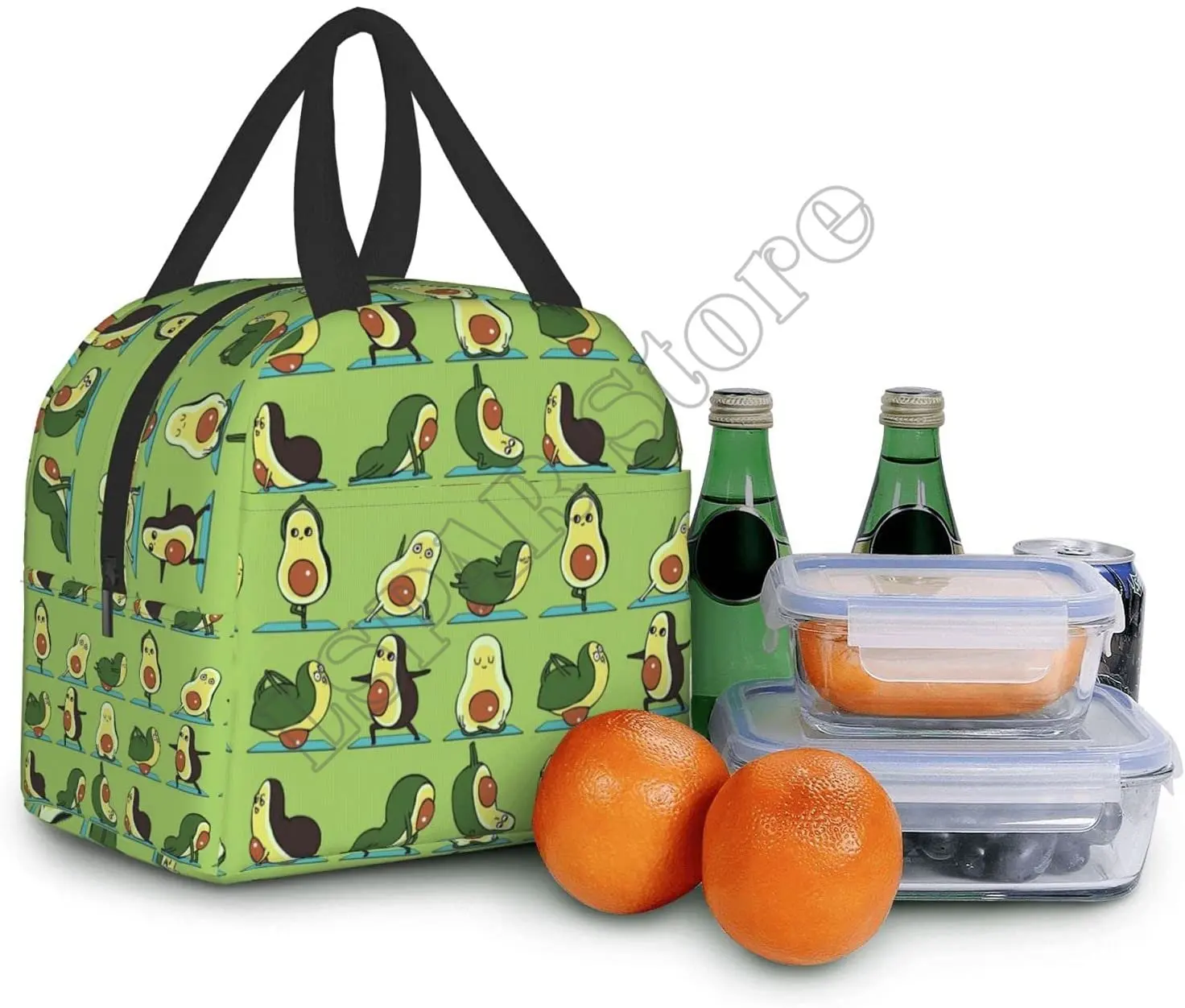 Avocado Yoga Lunch Box Insulated Lunch Boxes Waterproof Lunch Bag Reusable Lunch Tote With Front Pocket For Beach Office Picnic