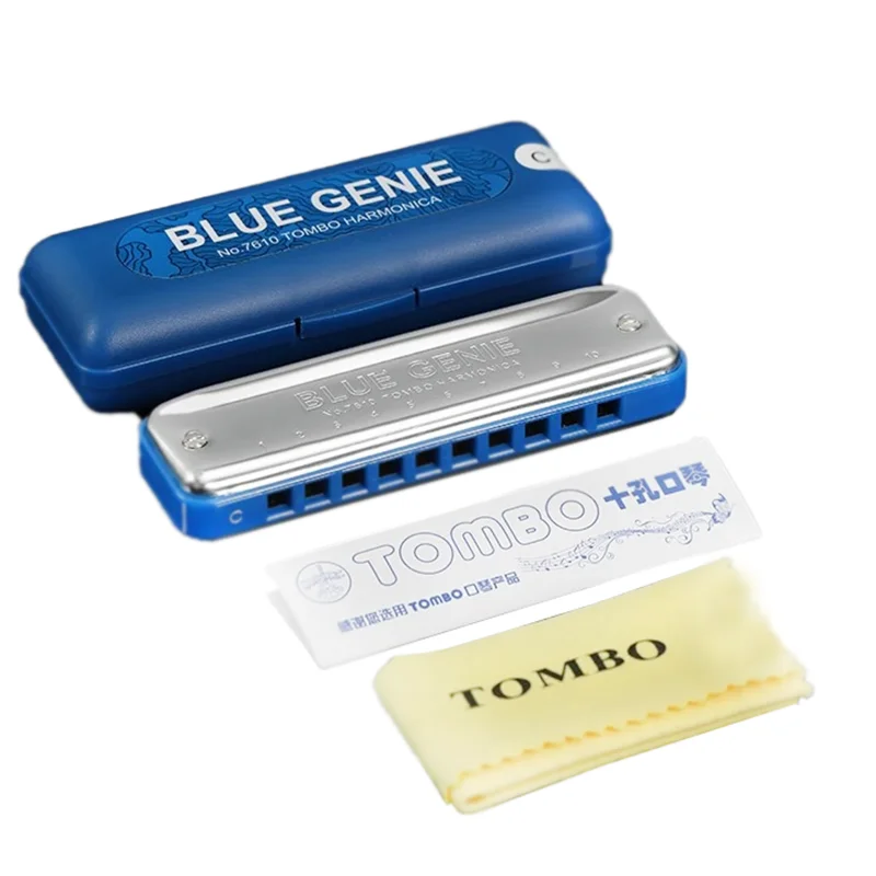 Tombo Diatonic Harmonica Blue Genie 7610 Harp Paddy Mouth Organ 10 Hole 20 Tone Armonica Professional Instrumentos for Beginners