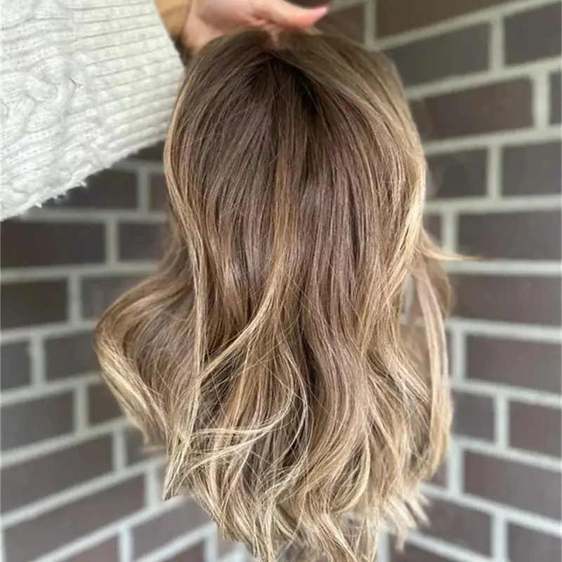 

Small Large Size Cap Human Hair Lace Wigs Brown Roots Blonde Highlights Lace Front Wig Brazilian Virgin Hair clearance sale item