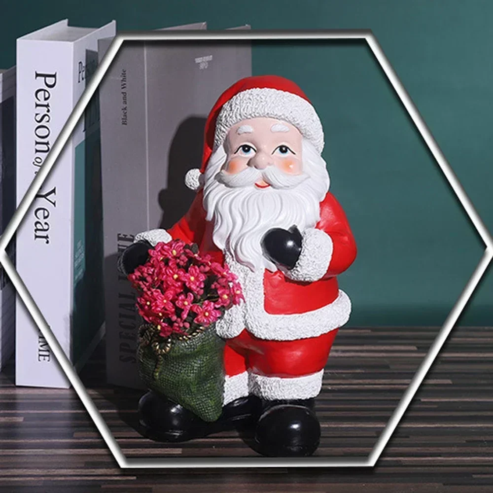 Figurines Christmas Table Decoration,Resin Vase New Year Xmas Ornaments,Resin Animal Statue Model,Santa Claus Figure Home Decor