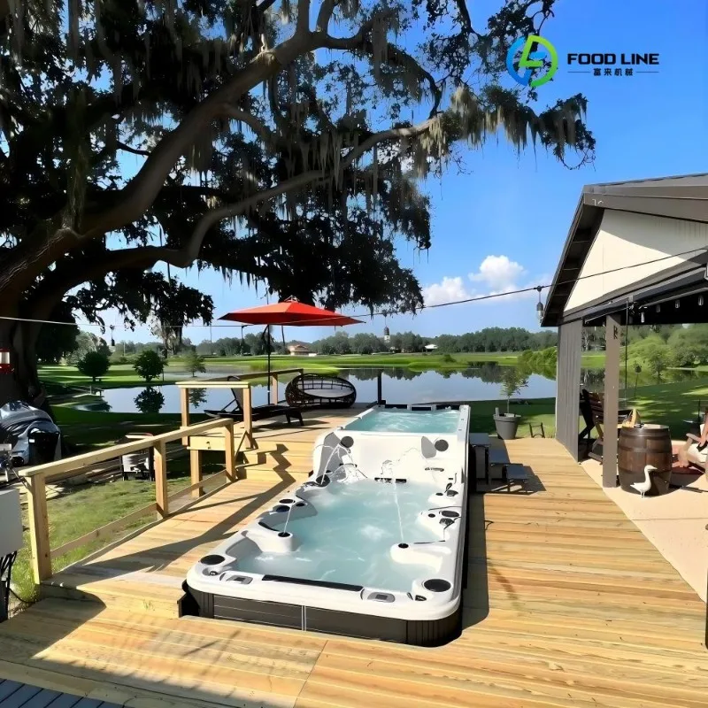FL Customized Outdoor Freestanding Modern Hot Tub Swim Spa Combo 12-Person Pool with Dual Zone Massage and Balboa Control