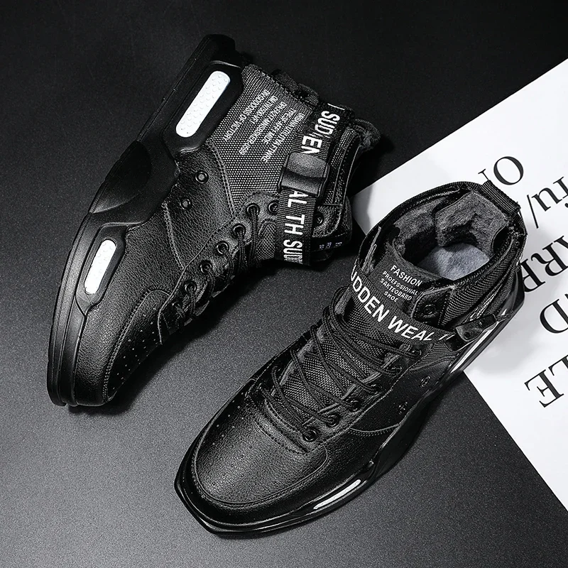 Man Casual Shoes Outdoor Non-slip Winter Warm Men's High Top Leather Sneakers Trend Hot Comfortable Breathable Men Shoes 39-48