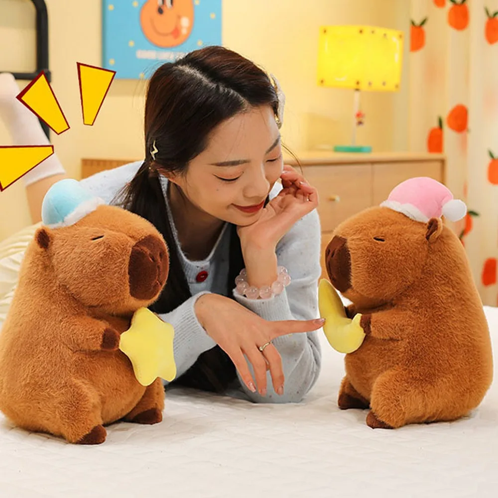 

Animals Plush Toy Sleep Hat Goodnight Capybara Doll Star Stuffed Capybara Plush Toy Cute Ins Capybara Fluffty Doll Home Decor