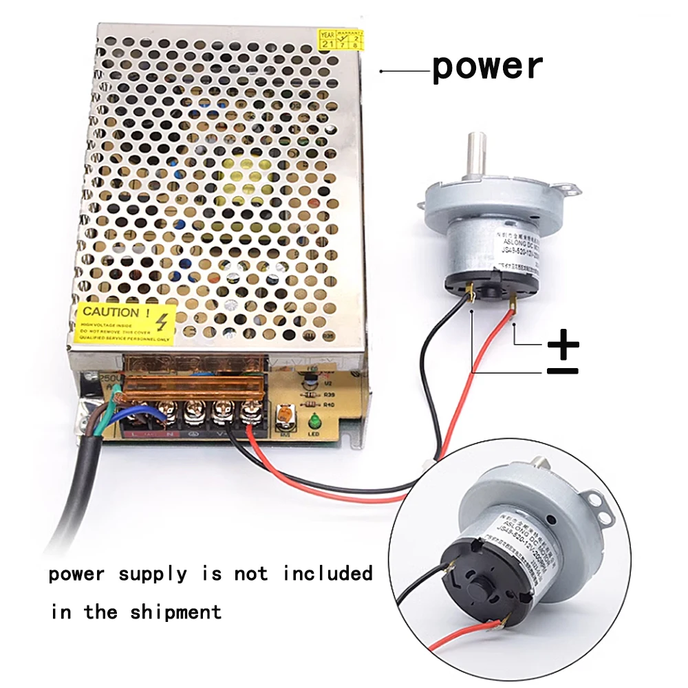 JS49-520 Micro DC Válvula Automática Indução Gear Motor, Dobrável Máquina De Lavar Roupa Motor, 200RPM, DC12V Turbo Worm DC Redução Motor