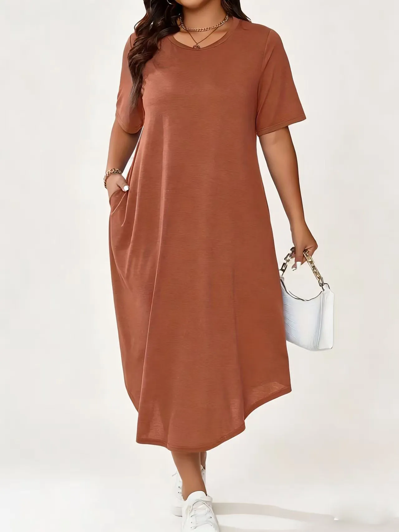 Dames plus size jurk zomer korte mouw