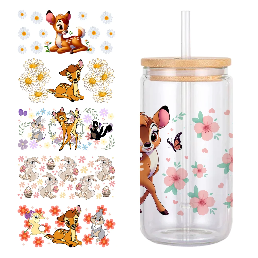 Disney Bambi Character Friend Design UV DTF Printed Wrap Sticker for Cup Glass Can Waterproof 11x24cm 16oz Sticker