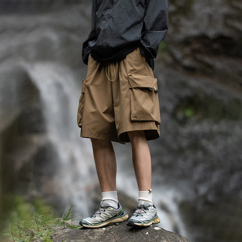 

TFETTERS Brand Large Pocket Men Cargo Shorts 2026 Summer New Baggy Black Shorts Man Outdoors Sport Style Male Short Pant