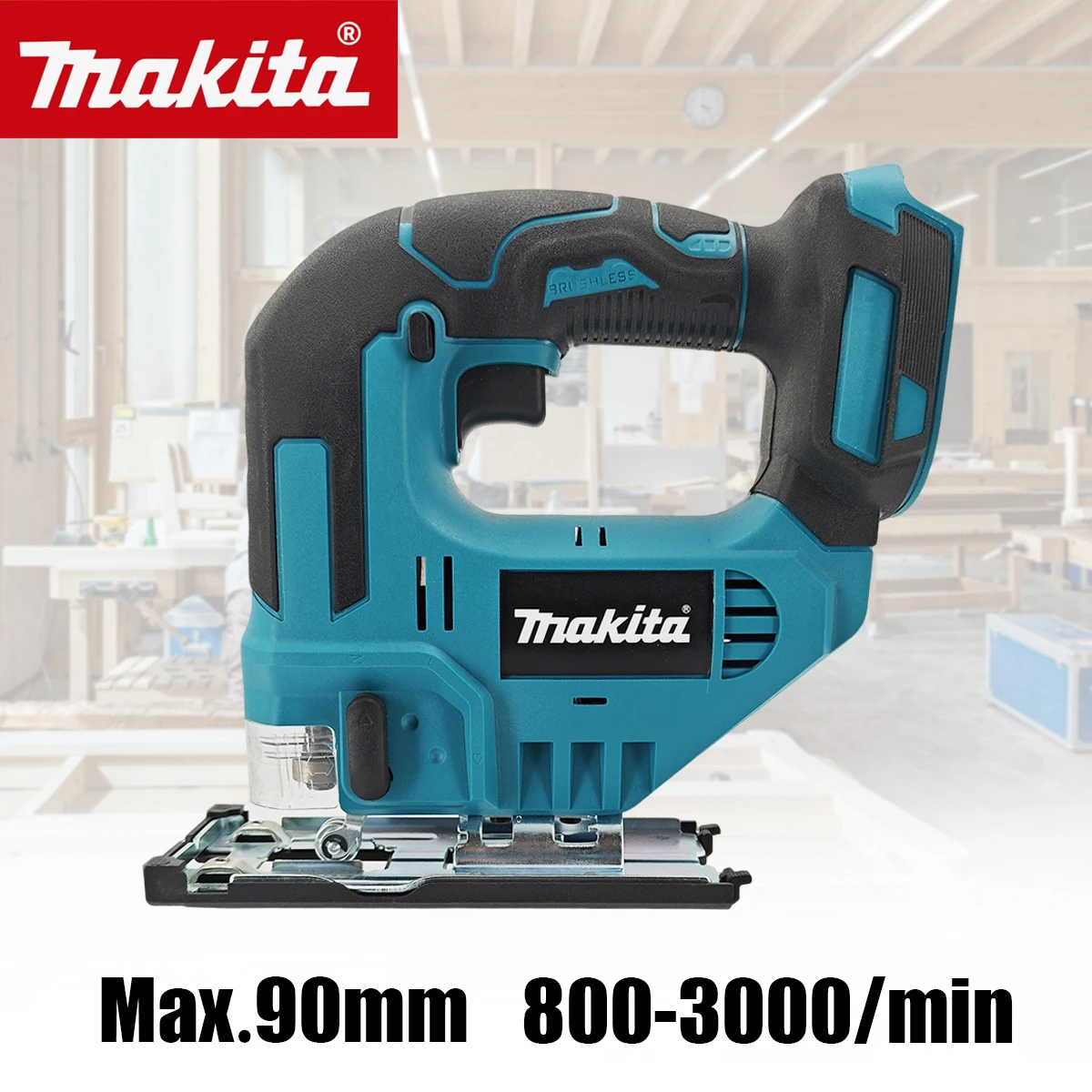 Makita 90MM Brushless Jigsaw Electric Jig With Saw Blade Cordless Barrel Handle Jigsaw Portable Carpenter Power Tool