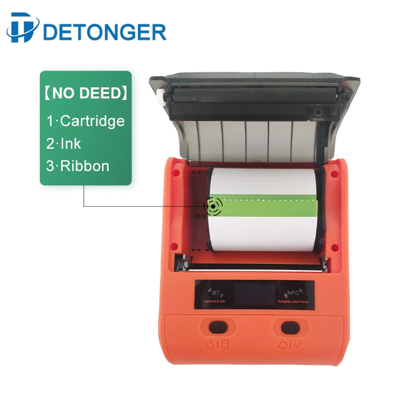 DETONGER DP80S 30-80mm Mini Portable Thermal Printer Multifunctional Barcode Label Sticker Maker BT Android / iOS