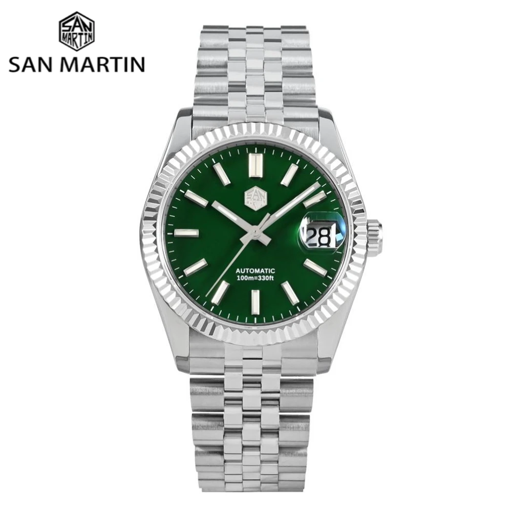 San Martin Watch For Men Mechanical Watches Waterproof 36.5mm Wristwatch Luxury Automatic Date Sapphire Glass Lume 10Bar SN0058x