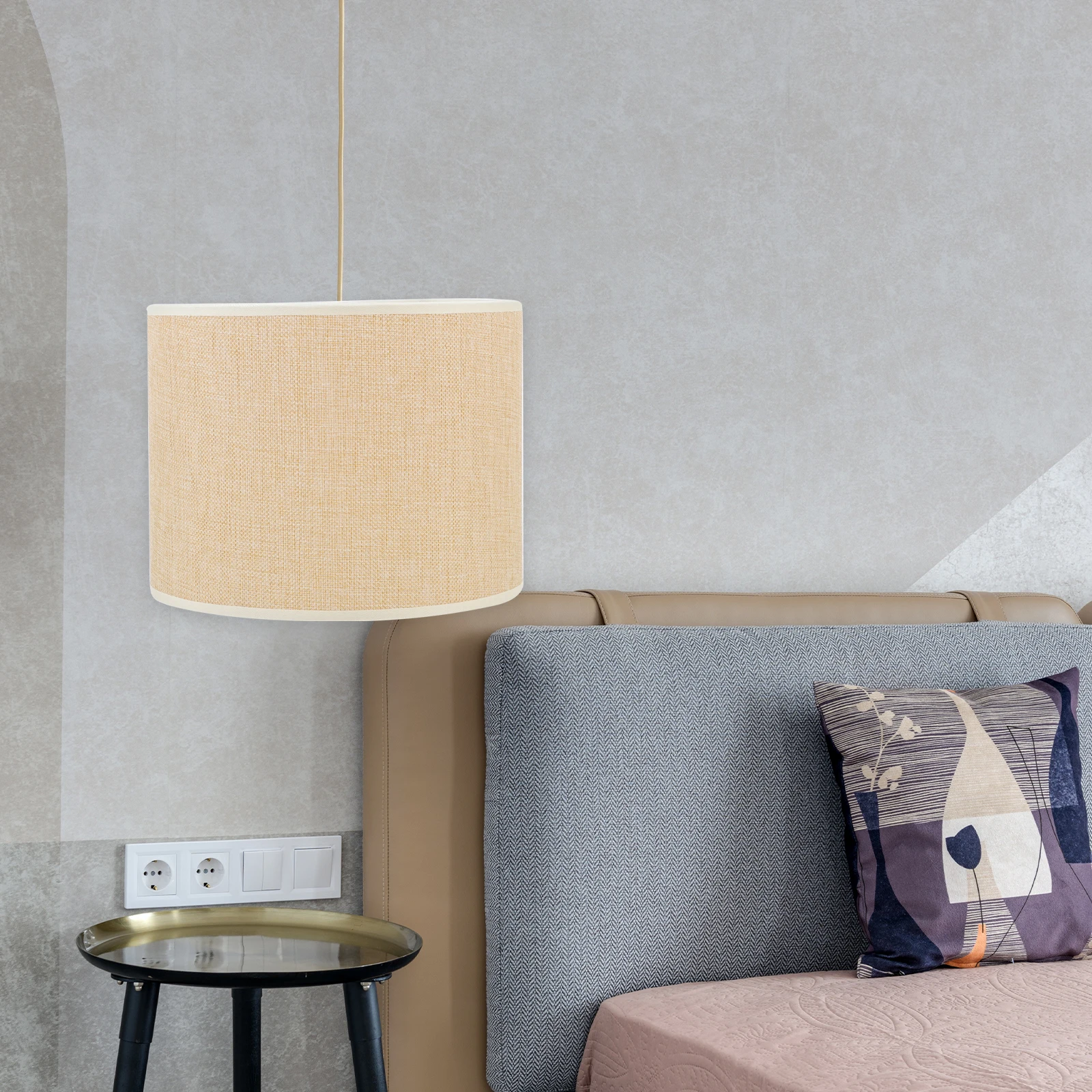 

Beige Cloth Lampshade Home Decor Multi-purpose Table Shades Vintage Light Bulb Dust Bedroom Living Room Study