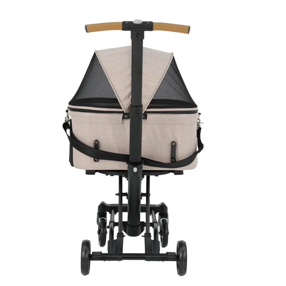 Lightweight Washable Fabric Compact Foldable 4-Wheel Luxury 3-in-1 Pet Stroller Dog & Cat Travel Carrier for Small Large Animals
