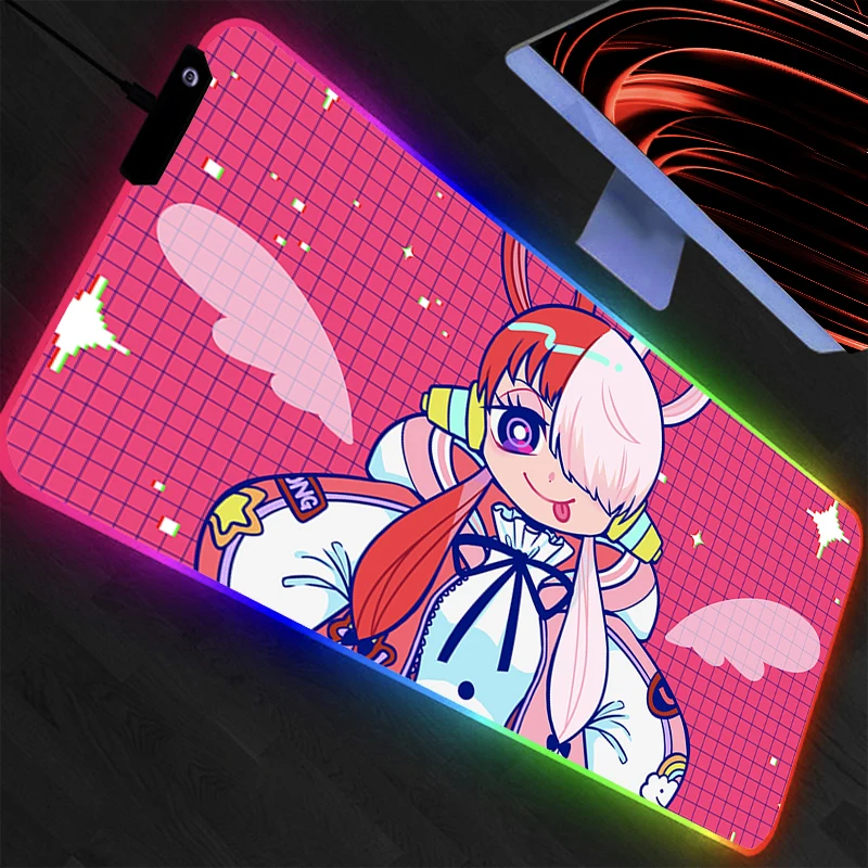 

Коврик для мыши RGB One Piece, аксессуары для аниме-игр, светодиодный коврик для клавиатуры, настольный коврик, коврик для геймеров, коврик для мыши с подсветкой, прочные коврики для мыши