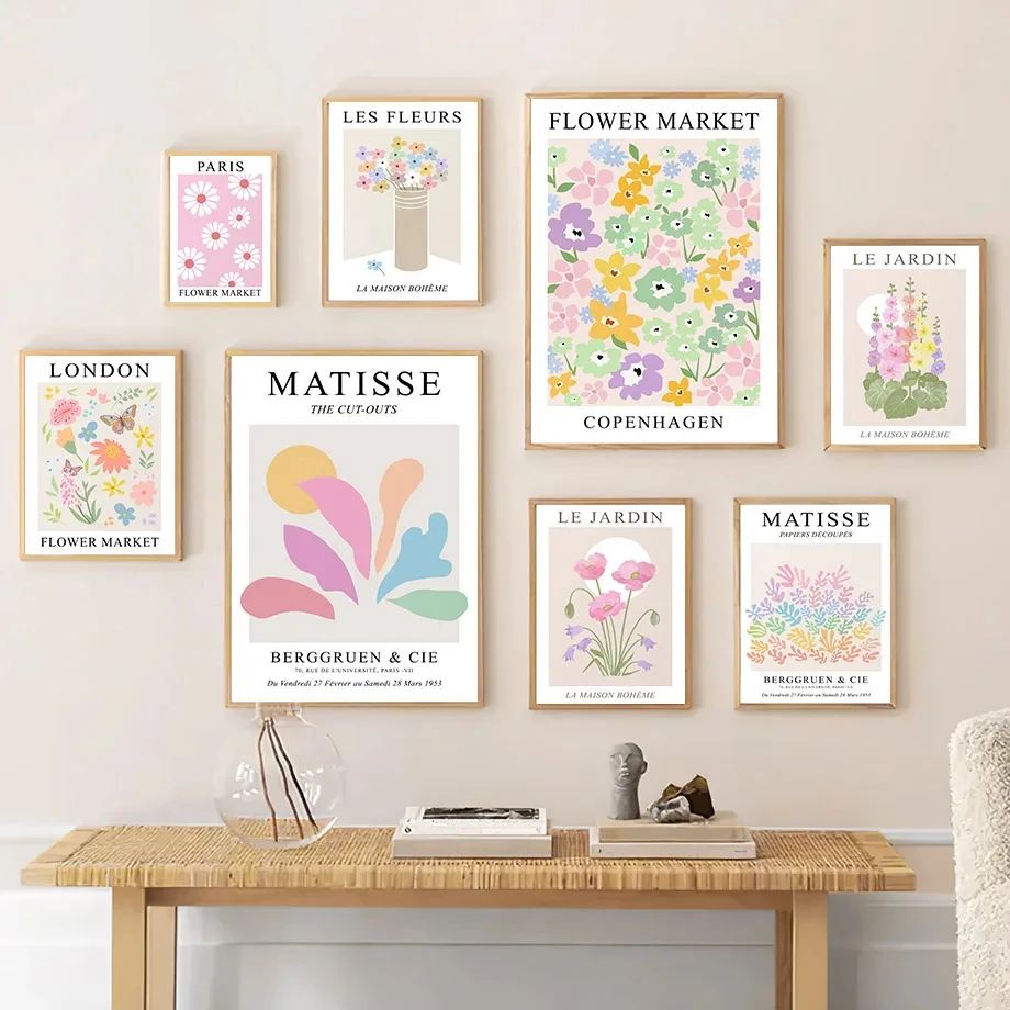 Matisse Flower Market Coral Daisy Wall Art Canvas Painting Nordic Posters And Prints Abstract Wall Pictures Living Room Decor