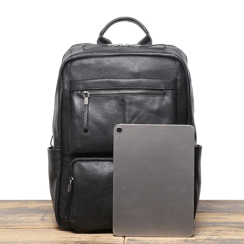 جديد جلد البقر الكمبيوتر السفر في الهواء الطلق حقيبة ظهر بسعة كبيرة للرجال على ظهره سعة كبيرة 15 "الكمبيوتر المحمول Daypack البقرة سفر كبير #6