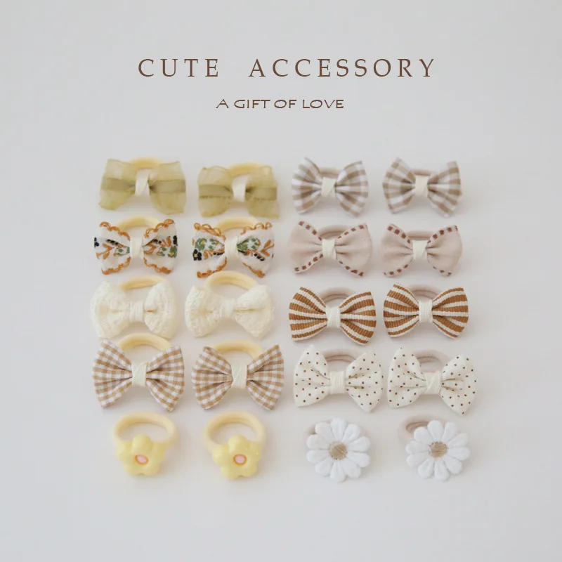 10 Pcs/Lot Sweet Hair Bows Hair Ties Band Flowert Girls Mini Baby Basic Kids Hair Accessories