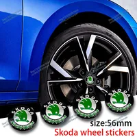 4Pcs 56/60mm Emblem Car Wheel Center Hub Caps Sticker Badge For Skoda Octavia Yeti VRIS a5 Karoq Kodiaq Rapid Superb Kamiq Fabia