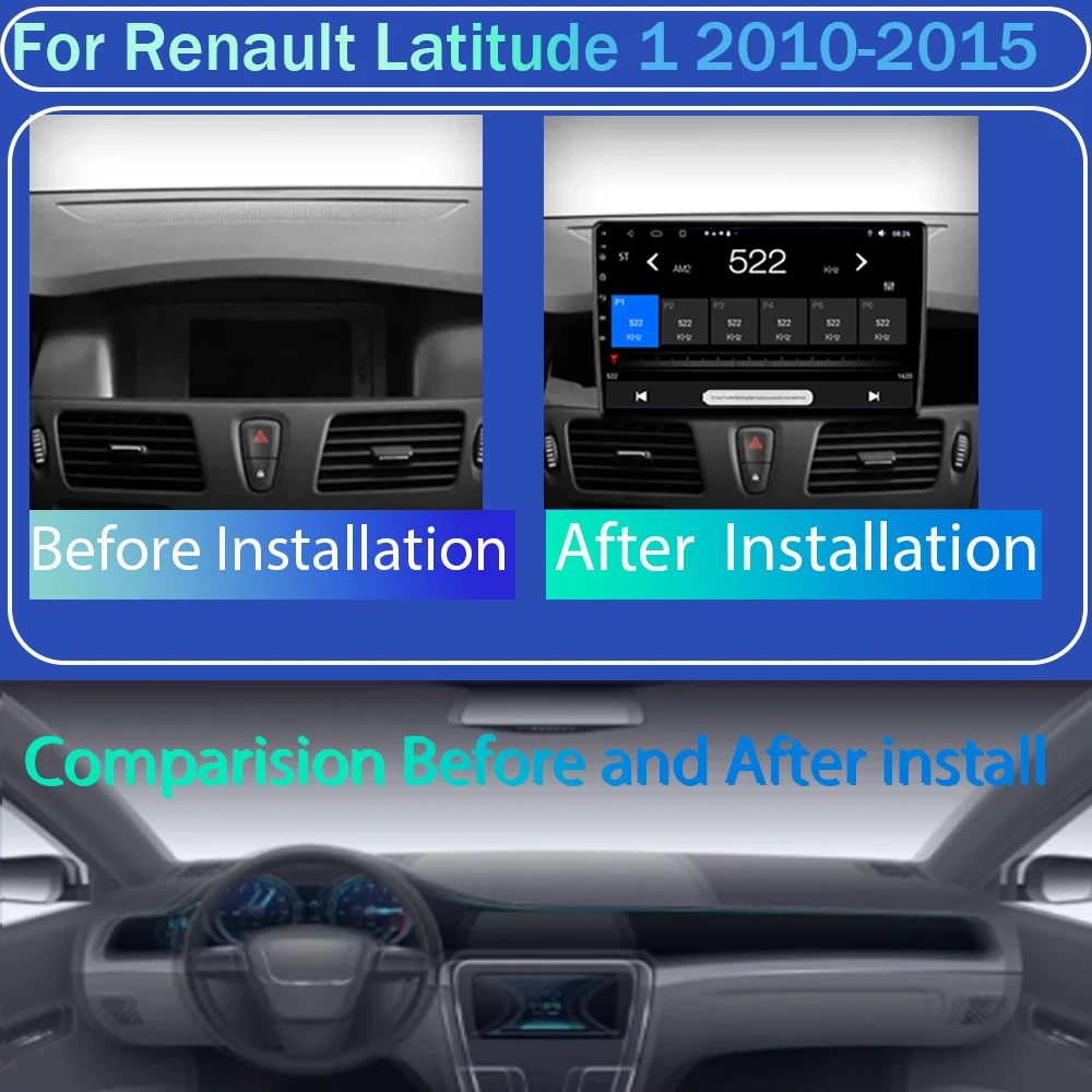 For Renault Latitude 1 2010 2012 2013 2014 2015 Android 13  Car Radio GPS Autoradio Multimedia Player Navigation Stereo NO 2Din