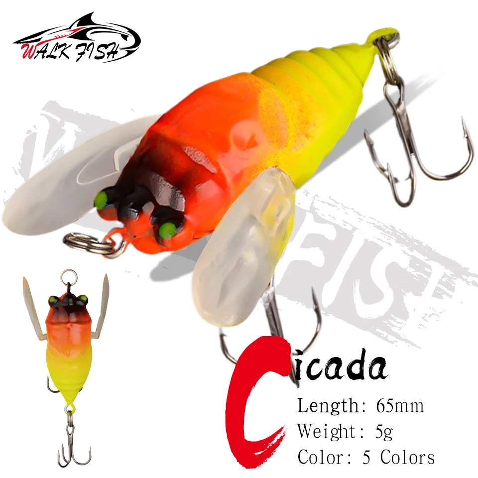 WALK FISH 6.5g/5cm Topwater Noise Simulation Cicada Fishing 