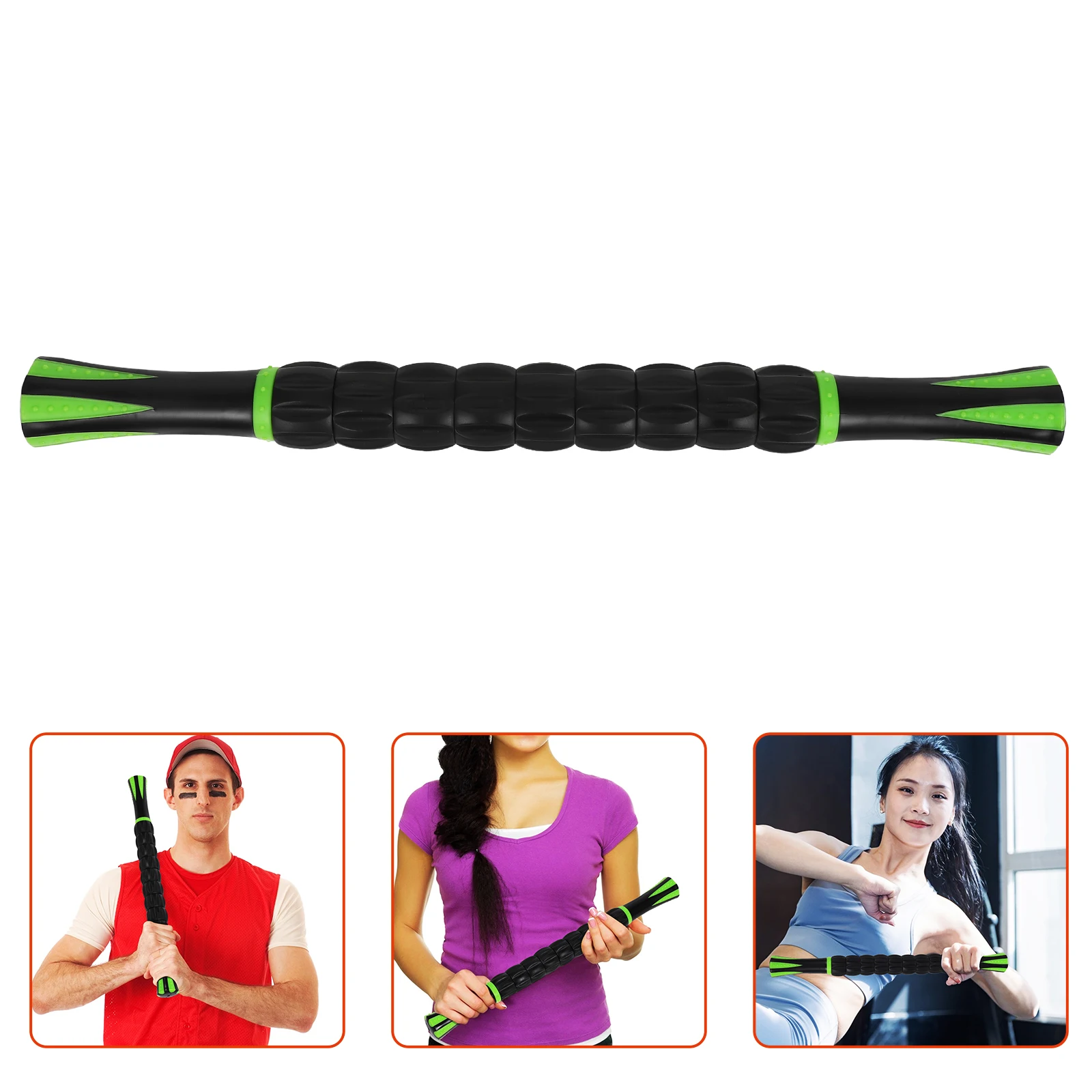 

Fascia Stick Muscle Roller Calf Shin Manual Massager Dual Handle Black Green Portable Lightweight Body Sculpting Tools Massage