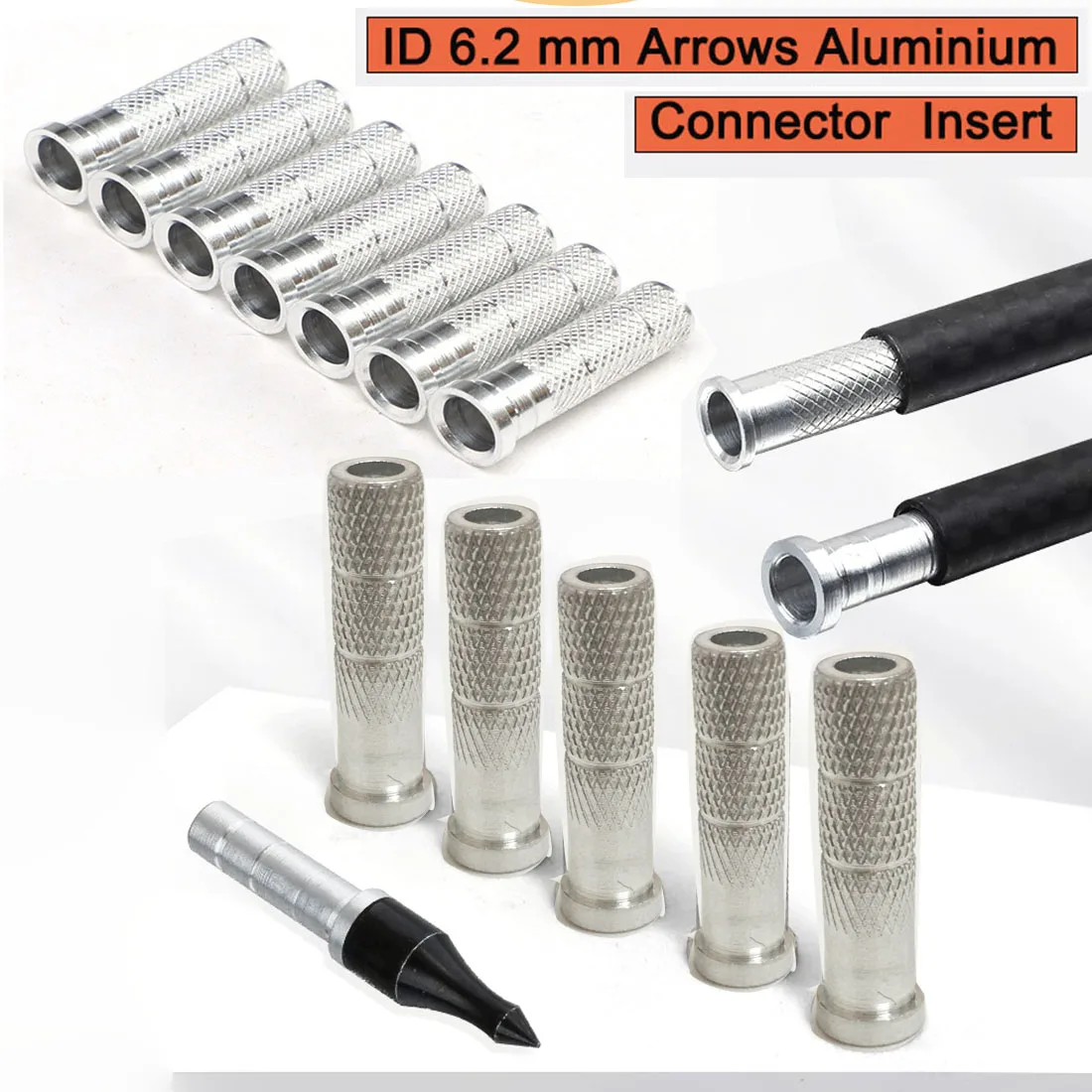 30 aluminum base arrow mounts, suitable for shooting rods with an inner diameter of 6.2mm and an outer diameter of 7.1-8.0mm