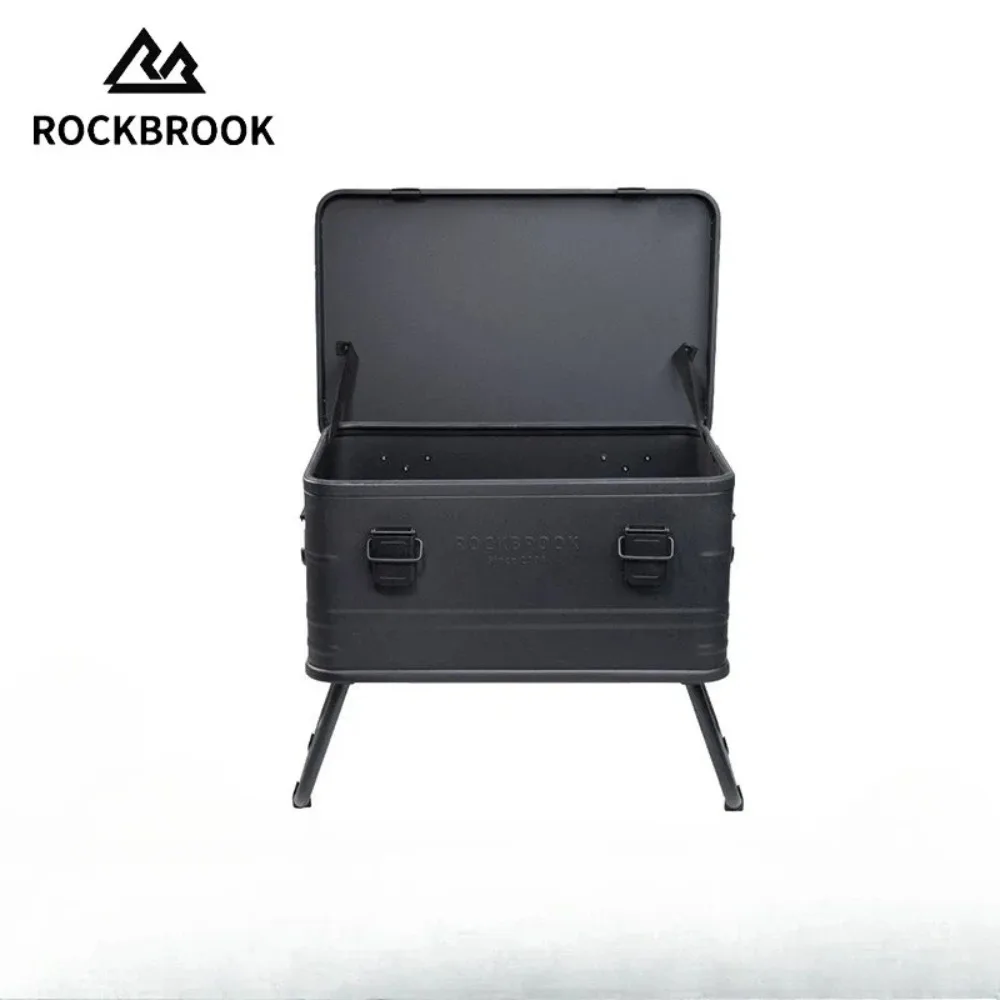 صندوق ROCKBROOK 50L صندوق تخزين من سبائك الألومنيوم والمغنيسيوم سعة كبيرة 50L متعدد الوظائف للتخييم في الهواء الطلق حامل سفر محمول