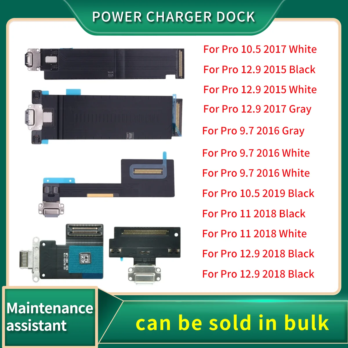 Power Charger Flex Cable For iPad Pro 9.7 10.5 11 12.9 2015 2016 2017 2018 2019 Connector Headphone Jack Audio