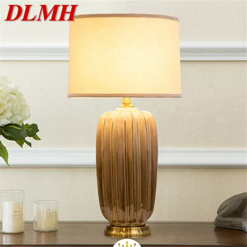 DLMH American Brass CeramicTable Lamp Creativity Living Room Bedroom Study Hotel engineering Desk Light