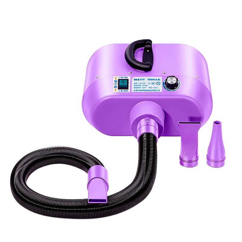 

High Velocity Dog Hair Dryer Professional Dogs Blower Grooming Dryer Adjustable Temperature and Speed Pet Dryers with 3 Nozzles