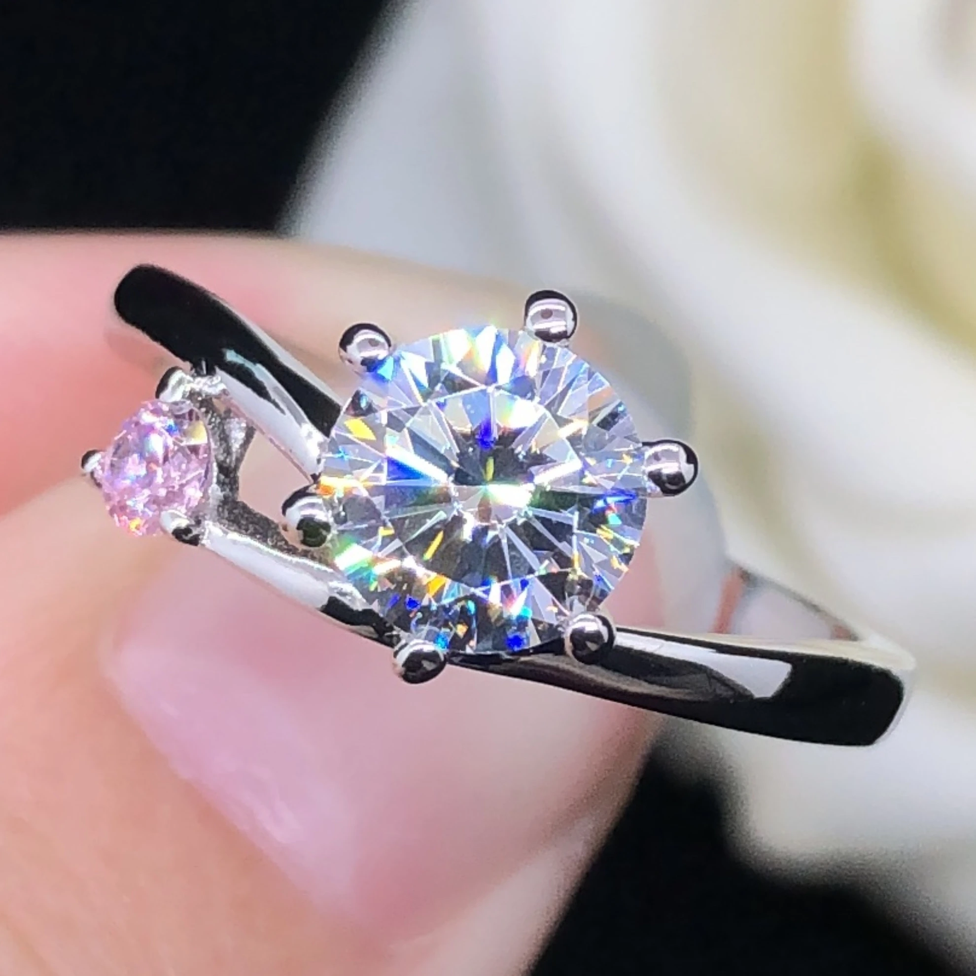 

Warranty GRA 1 Ct 6.5 mm D Color VVS1 Moissanite Diamond Engagement Rings Platinum 950 Ring Wedding Ring R077