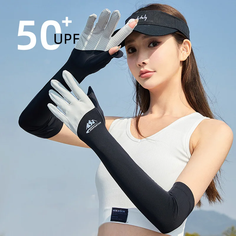 Summer Hand Sleeves Cuff Women Driving UV Protection Men Clamshell Touch Screen Gloves Cycling Sleeve Nylon Ice Silk Arm Warmers