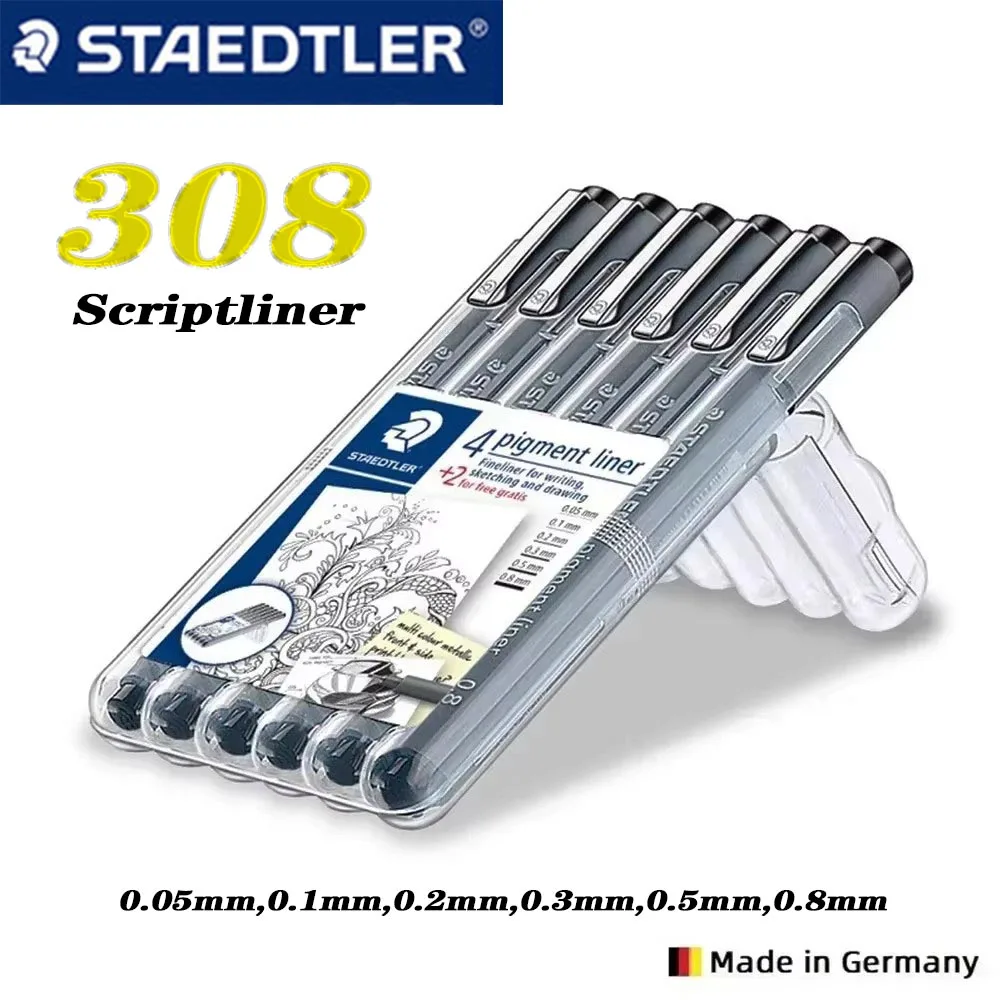 

6pcs/set German STAEDTLER Drawing Needle Pen Gel Pen 308 SB6P Handbook Painted Art Office Supplies Stationery School Acsesories
