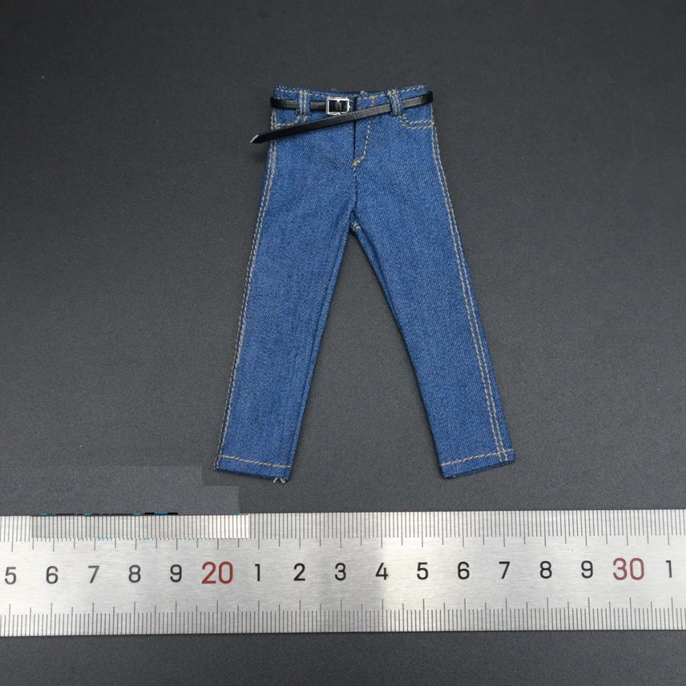 1/12th Fashion Trendy For Boys Casual Jeans With Belt 3 Colors Model For Usual 6inch Rubberized Male Body Figures