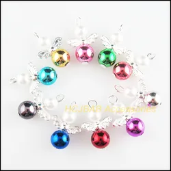 20Pcs Silver Plated Angel Mixed Acrylic Ball Charms Pendants 14x22mm HCJBAB