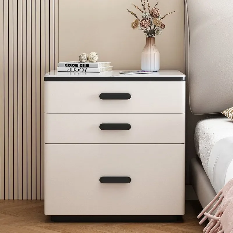 New Anti Theft Smart Bedside Table for Bedroom Installation Free Home Solid Wood Nightstand with Multi Functional Locker Safe