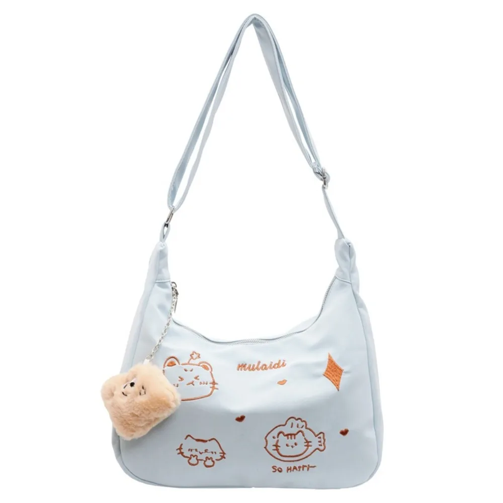 

Большая вместительная сумка через плечо с милым котом и вышивкой, новая модная сумка через плечо, повседневная дорожная сумка в стиле каваи с героями мультфильмов