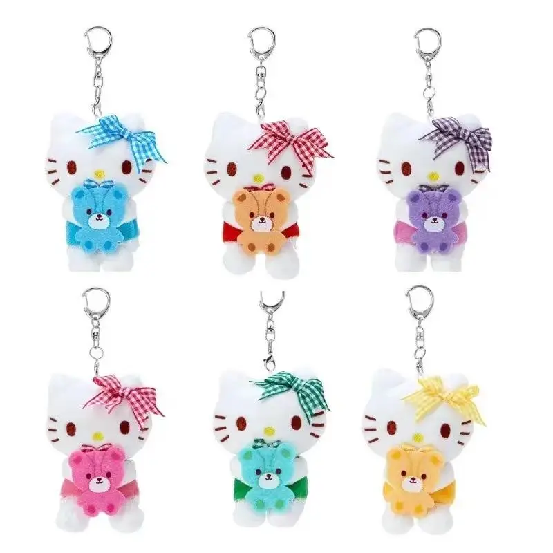 Hello Kitty Anime Sanrio Pluche Pop Schattige Student Meisje Schooltas Hanger Pp Katoen Vulling Speelgoed Versieren Draagbare Cartoon Cadeau