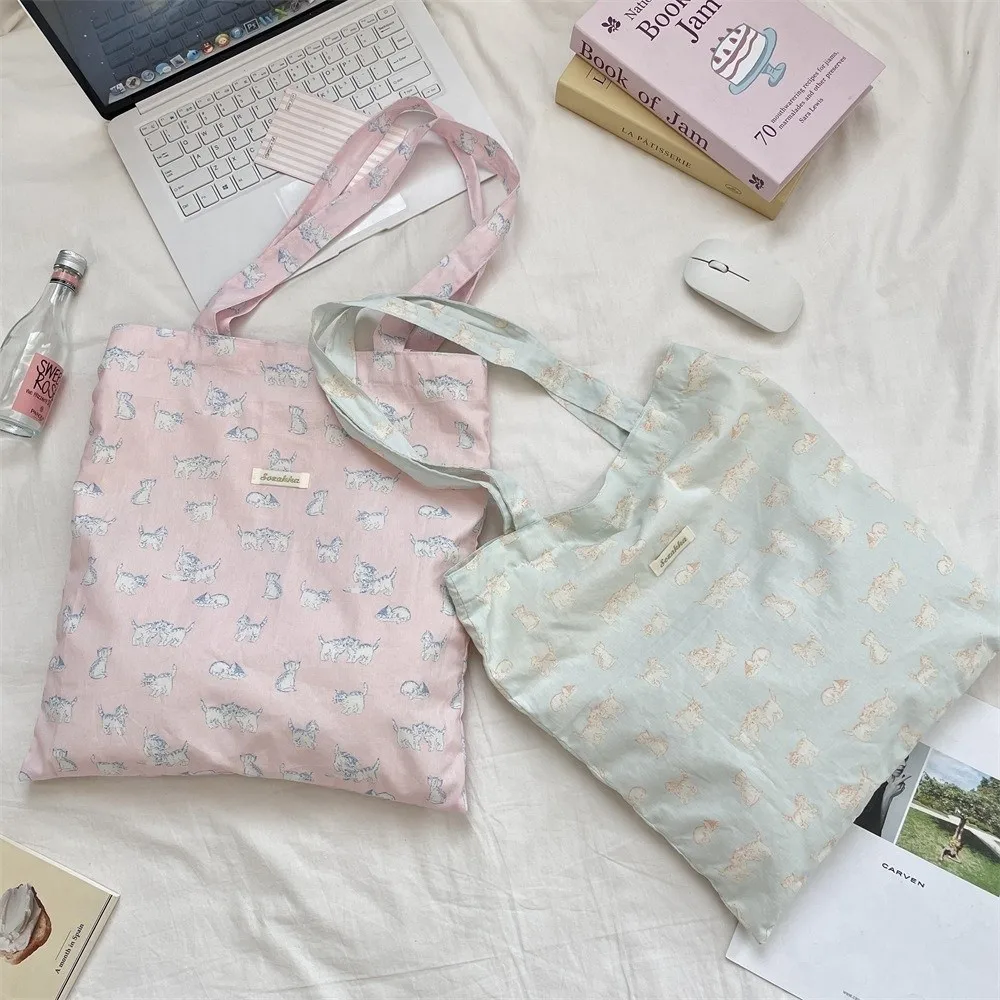 

Новые сумки через плечо из полиэстера, большая вместительная сумка-мессенджер с мультяшным котом, милая легкая сумка для покупок, повседневное использование