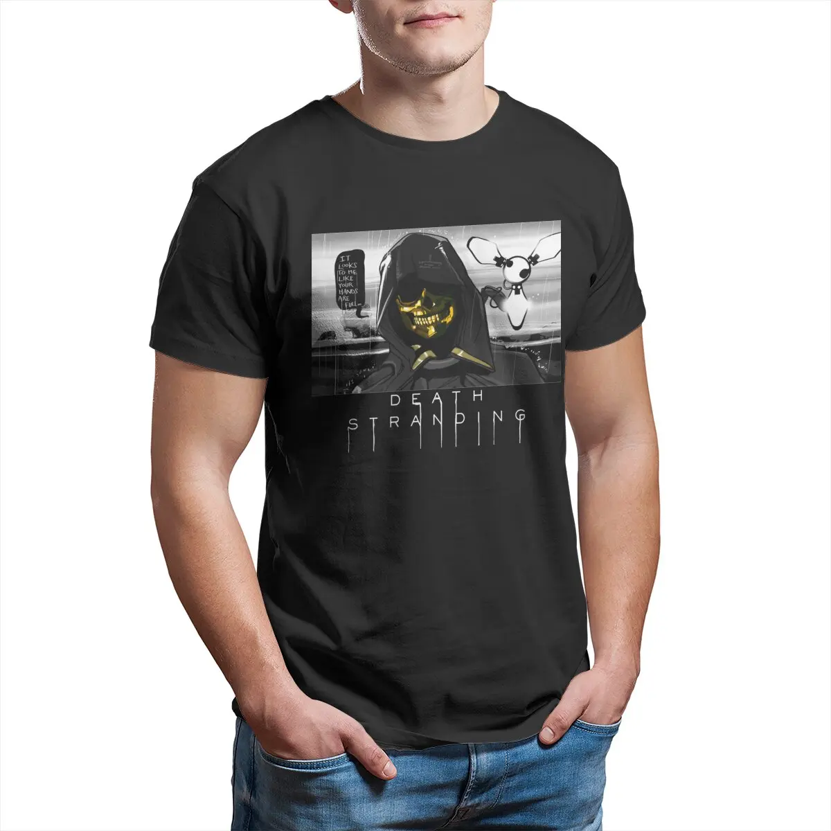 It looks to me like death art stranding T-Shirt for Men Hideo kojima Men's clothing Large size Hideo kojima Metal gear solid